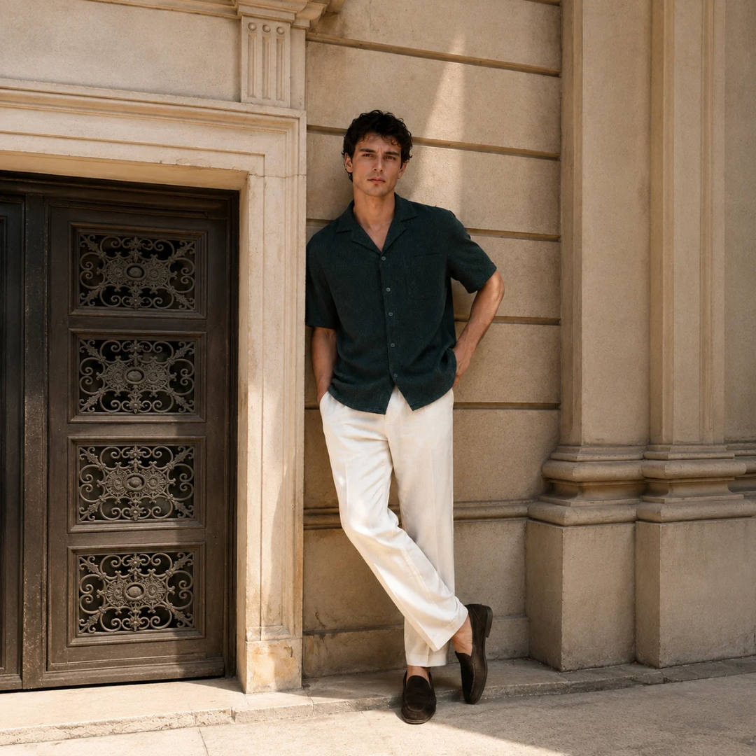 CAMP COLLAR LOUNGE SHIRT — Medium Rectangle