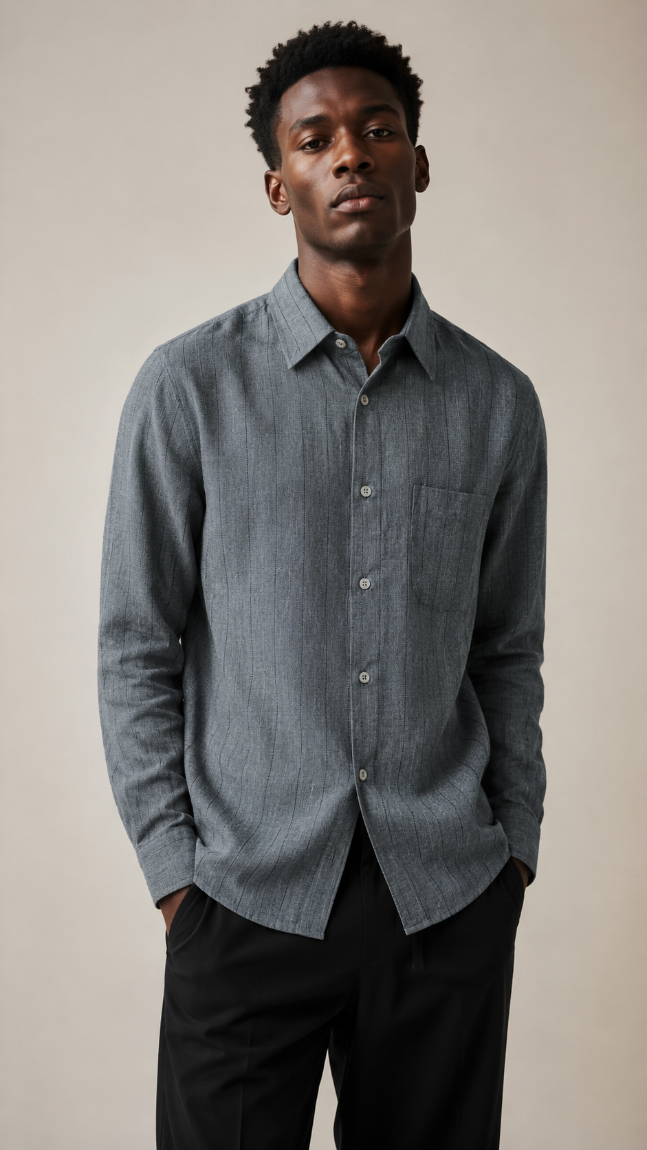 LINEN BLEND REGULAR FIT SHIRT