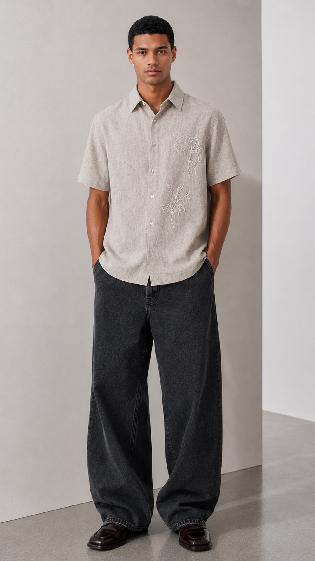 LINEN EMBROIDERY SHIRT