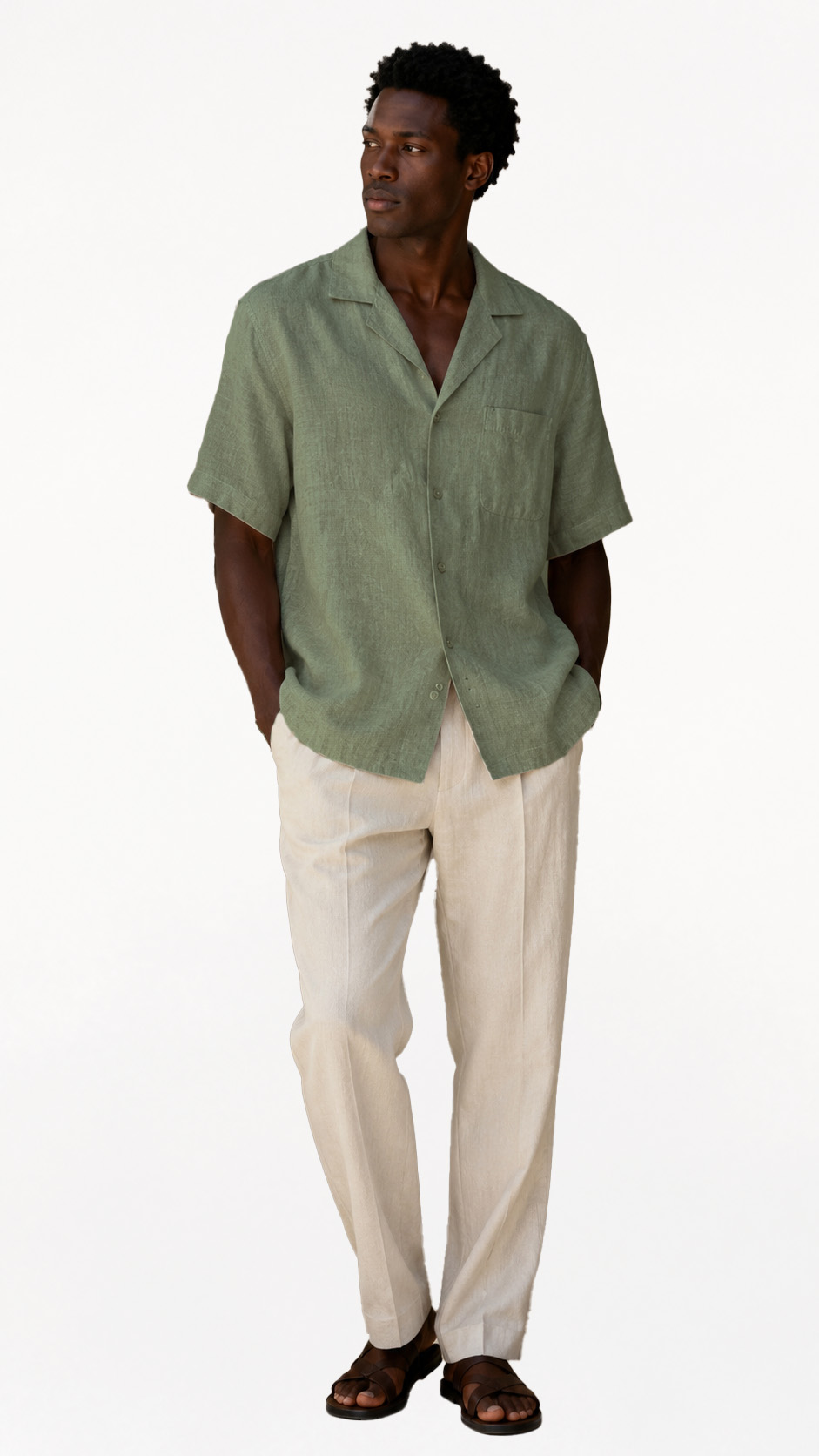 CAMP COLLAR LINEN COTTON SHIRT