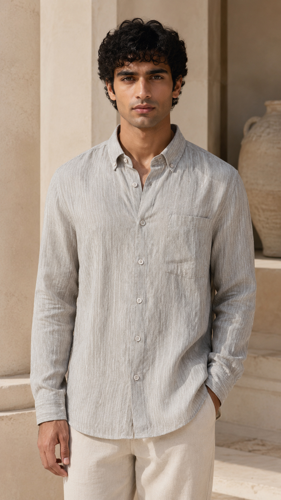 REGULAR FIT LINEN COTTON SHIRT