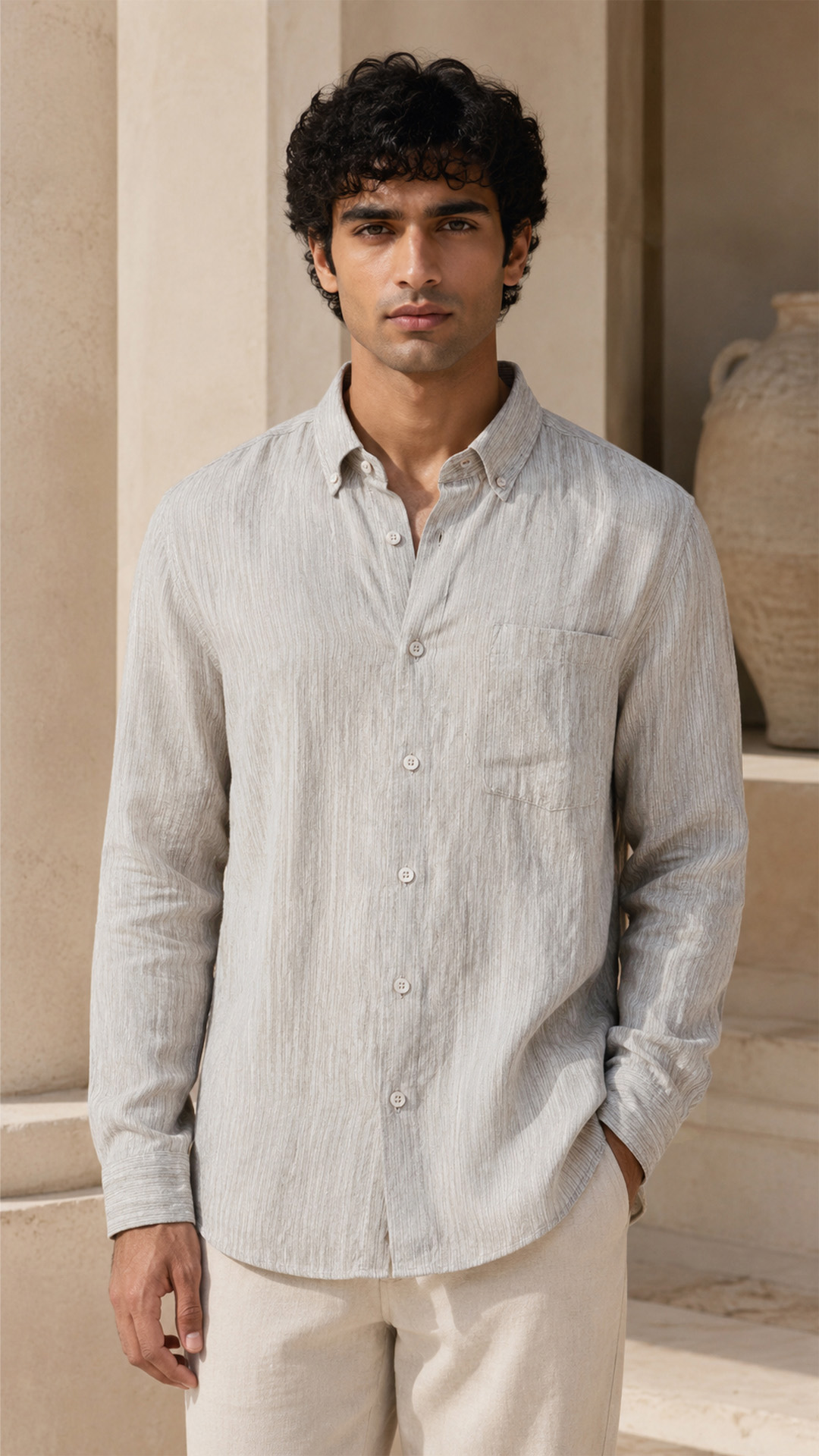 REGULAR FIT LINEN COTTON SHIRT