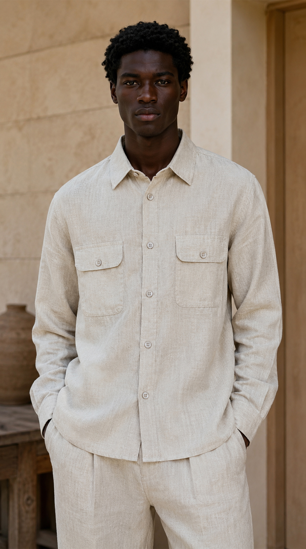 REGULAR FIT COTTON SHIRT WITH POCKETS