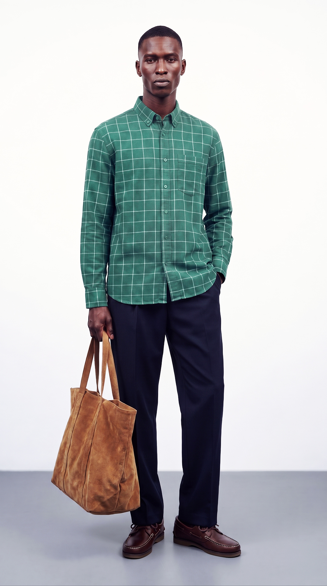 CHECKERED COTTON LINEN SHIRT