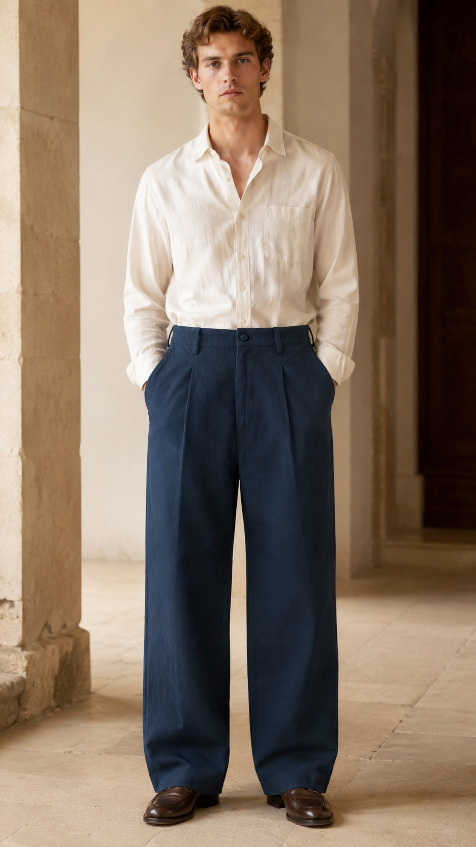 COTTON RELAXED FIT STRIGHT TROUSERS